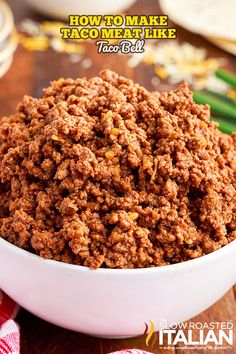 a close up of a bowl of taco meat