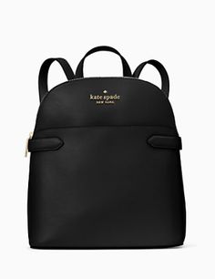 11.5"h x 8"(top) 11"(bottom)w x 5.2"dsaffiano leathermetal pinmount logotwo way spade jacquard lininginterior: front slip & back zip pocketsexterior: front slip pocketzip top closurestyle # k7340Color: Black Luxury Elegant Kate Spade Backpack, Luxury Kate Spade Leather Satchel Backpack, Classic Travel Backpack With Gold-tone Hardware, Classic Backpack With Gold-tone Hardware For Travel, Classic Backpack With Gold-tone Hardware, Kate Spade Backpack, Black Backpack, Kate Spade New York, Leather Backpack