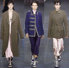 men's coats on the catwalk at paris fashion week 2011, from left to right