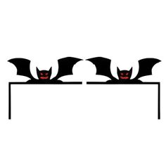 two bats sitting on top of a table with their heads turned to look like they are facing each other