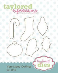 a christmas stocking cut out with the text taylored expressions, very merry outlines set of 6