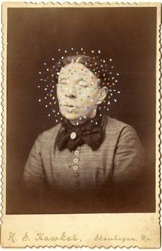 an old photo of a man with sprinkles on his face