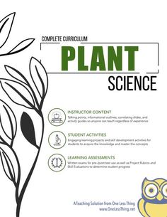 the plant science poster is shown with an owl sitting on it's back end