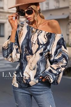 Lasaky - Luxurious Colorful Artistic Loose Lantern Sleeve Blouse for Fashion-forward Individuals Me 109, Bishop Sleeve Blouse, Boat Neck Shirt, Boat Neck Blouse, Outfit Styling, Lantern Sleeved Blouses, Balloon Sleeve Top, Saint John, Sleeves Clothing