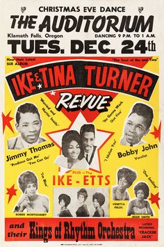 a poster for the christmas eve show featuring elvis and trina turner, ike & trina turner