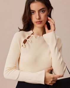 Free shipping on orders over $69. Shop The Beige Ribbed Cut Out Bowknot Knit Top - beige - one size at RIHOAS. Beige Ribbed Knit Top, Luxury Chic Knit Top With Ribbed Neckline, Luxury Ribbed Tops For Fall, Luxury Ribbed Neckline Knit Top For Work, Luxury Ribbed Fitted Knit Top, Luxury Knit Top With Ribbed Neckline And Short Sleeves, Luxury Cream Tops With Ribbed Neckline, Luxury Chic Knit Top In Neutral Color, Luxury Knit Tops With Ribbing