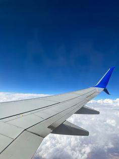 the wing of an airplane flying high in the sky