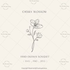 the logo for cherry blossom hand drawn bouquet