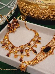 ad eBay - Find many great new & used options and get the best deals for Vintage Austria Amber Color Rhinestone Necklace Bracelet Earrings Set at the best online prices at eBay! Free shipping for many products! Costume Jewelry With Stone Setting For Party, Vintage Hand Set Evening Jewelry, Formal Jeweled Costume Jewelry Sets, Formal Costume Jewelry Sets With Jewels, Formal Rhinestone Costume Jewelry Set, Traditional Formal Jewelry With Rhinestones, Vintage Crystal Jewelry With Stones, Vintage Wedding Jewelry With Stones, Earring Box