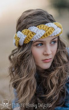 I love the texture created by adding a different color Braided Crochet Headband, Braided Crochet, Bandeau Au Crochet, Headband Crochet, Crochet Headband Pattern, Boho Headband, Headband Pattern, Braided Headband, Tunisian Crochet