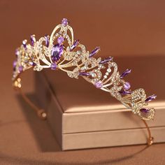 Metal color: 1, 2, 3, 4, 5, 6; Type: Tiaras Pretty Crowns, Birthday Tiaras, Color Uva, Purple Quince, Purple And Gold Wedding, Luxury Purple, Purple Crown, Crown Birthday