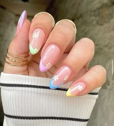 Spring Acrylic Nails, Colorful Nails, Summery Nails, Almond Nails Designs, Almond Acrylic Nails, Easter Nails, Nails Inspo, Short Acrylic Nails