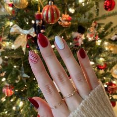 Christmas Nail Designs Easy, Nail Art Noel, Cute Christmas Nails