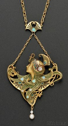 Art Nouveau Jewelry, Gautrait Art Nouveau Jewelry Necklace, Deco Jewelry, Art Deco Jewelry, Instagram Foto, Antique Jewellery