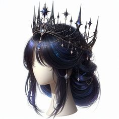 Cool Fantasy Hairstyles, Jewelry Fantasy Art, Anime Crown, Villain Hair, Star Character Design, Crown Reference, Head Peices, Спонж Beauty Blender, Clean Girl Look