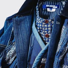 Indigo Fashion, Denim Workwear, Mood Indigo, Mens Fashion Rugged, Layered Fashion, Heritage Fashion, Junya Watanabe, Mens Fashion Trends, Looks Style