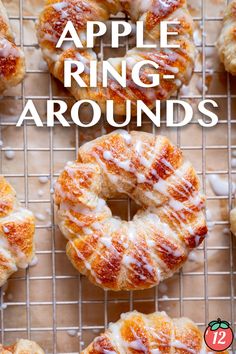 apple ring - shaped pastries on a cooling rack