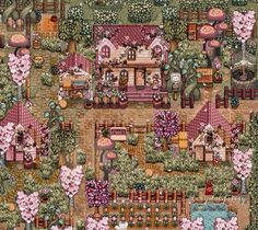 Aesthetic Stardew Valley Farm Names, Aesthetic Stardew Valley Farms No Mods, Aesthetic Stardew Valley Farm Layout, Standard Farm Stardew Valley Layout, Stardew Valley Farm Layout Modded, Stardew Valley Fairycore, Stardew Farm Design, Stardew Standard Farm Layout, Farm Ideas Stardew Valley