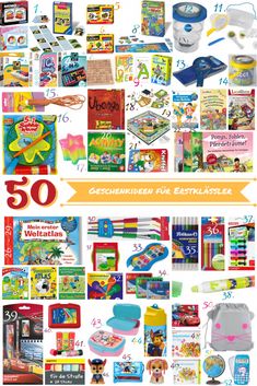 an advertisement for children's toys and crafts, with the words 50 on it