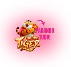 the logo for fortune tiger is shown on a pink background with an orange and white cat