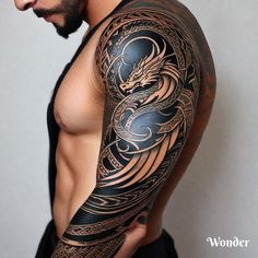 a man with a dragon tattoo on his arm