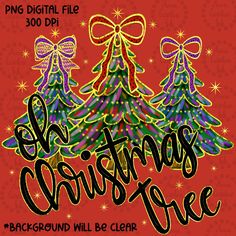 a christmas tree with bows on it and the words blg digital file 300 dpi