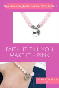 INSPIRATIONAL STRETCH BRACELET #ROSEQUARTZ #POLISHEDSTONE #INSPIRATIONAL #FAITH #BCA #BREASTCANCERAWARENESSMONTH #5DOLLARHABIT #PINKWARRIOR Paparazzi Bracelets, Word Inspiration, Pink Warrior, Paparazzi Fashion, Faith Bracelet, Jewelry Show, Big Love, Pink Quartz