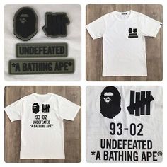 (eBay) BAPE × undefeated logo T-shirt White A Bathing Ape Size S Streetwear Cotton T-shirt With Logo Patch, Cotton T-shirt With Logo Patch For Streetwear, Cotton Streetwear T-shirt With Logo Patch, White Graphic Tee With Logo Patch, Undefeated Logo, Bape Ape, Bathing Ape, A Bathing Ape, Logo T Shirt