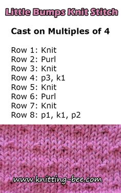 knitting instructions for the little bumps knit stitch