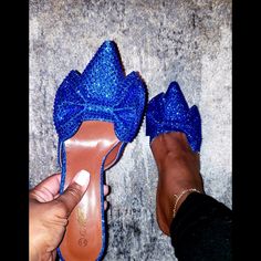 Ladies Crystal Slide In Shoes Blue Flat Heels For Party, Blue Slip-on Party Heels, Blue Slip-on Heels For Party, Blue Synthetic Closed Toe Heels, Blue Closed Toe Synthetic Heels, Chic Blue Slip-on Heels, Zara Pumps, Nude Platform Heels, Sophia Webster Shoes