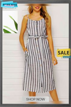 Women's Casual Dress Shift Dress Tank Dress Stripe Button Pocket Strap Midi Dress Fashion Streetwear Outdoor Daily Sleeveless Regular Fit Black Yellow Red Spring Summer S M L Xl Summer A-line Sleeveless Dress With Button Closure, Summer A-line Maxi Dress With Button Closure, Sleeveless Button Closure Summer Maxi Dress, Sleeveless Buttoned Midi Dress For Summer, Sleeveless Sundress With Button Closure, Summer Sleeveless Midi Dress With Buttons, Summer Sleeveless Midi Dress With Button Closure, Sleeveless Button Closure Midi Dress For Summer, Sleeveless Summer Maxi Dress With Button Closure