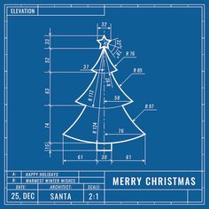 a blueprint drawing of a christmas tree