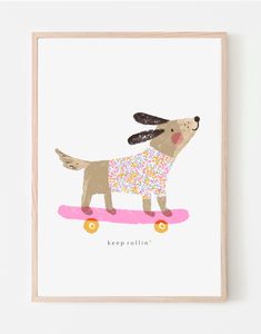 a dog on a skateboard with sprinkles is shown in the frame