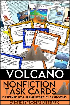 volcano task cards for elementary and middle school students