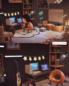 🎮👾 my chill study/hobby room where you can also crash for a nap u_u Acnh Study Room Ideas, Acnh Study, Relaxing Reading Room Acnh, Acnh Hhp School, Animal Crossing Relaxing Reading Room, Acnh Happy Home Paradise Roommates, Hobby Room, Animal Crossing, Art Inspiration