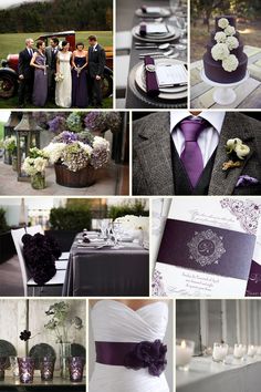 the purple and white wedding theme is featured in this instagram