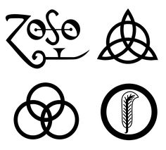 four different types of symbols in black and white