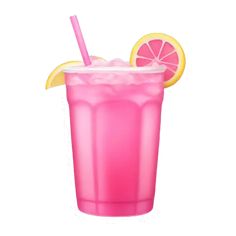 a pink drink with lemon wedges and a straw