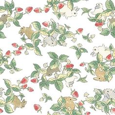 an animal themed wallpaper with leaves and flowers