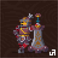 a pixel art style fire hydrant on a dark background