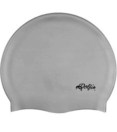 a gray swimming cap with the word boblin on it