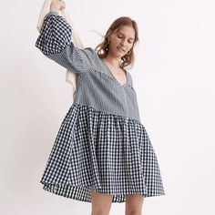 Seersucker V-Neck Mini Dress In Gingham Check. Brand New With Tag! Paging All Cool Girls: This Swingy V-Neck Mini Dress Is For You. With A Superoversized Fit And Mixed Gingham Checks, It's An Eye-Catcher You'll Want To Wear Allllll The Time. Swingy Fit. Falls 35 1/2" From High Point Of Shoulder (Based On Size M). Cotton. Do Well: We Partner With The Better Cotton Initiative To Improve Cotton Farming Globally. Spring Gingham Plaid Dress With V-neck, Chic Gingham Plaid Dress With V-neck, Spring V-neck Plaid Gingham Dress, Gingham Plaid V-neck Dress For Brunch, Gingham V-neck Dress For Brunch, Gingham Plaid V-neck Dress For Picnic, Gingham Plaid V-neck Dress For Day Out, V-neck Gingham Plaid Dress For Picnic, Spring V-neck Plaid Cotton Dress