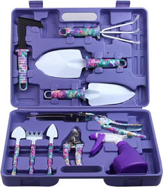 an assortment of kitchen utensils in a purple case