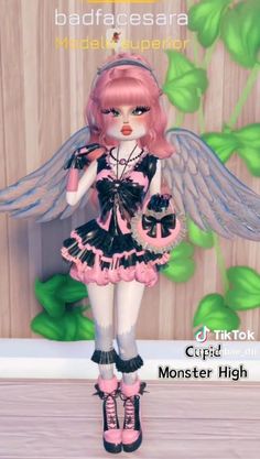 Ca Cupid Monster High Cosplay, Cupid Dti Outfit, Cupid Monster High Dress To Impress, Cupid Monster High Cosplay, Dti Outfits Childhood Stories, Dti Sweetheart Idea, Cupid Dress To Impress, Monster High Dress To Impress Outfit