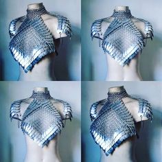 Character Clothing Inspiration, Scalemail Dress, Water Outfit Design, Chainmail Drawing, Dnd Chainmail, Chainmail Top Outfit, Dragon Outfit Aesthetic, Chainmail Cosplay, Cool Fantasy Outfits