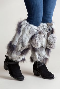 Spanish Rabbit Fur Boot Toppers Fur Leg Warmers, Boot Toppers, Cinderella Shoes, Fab Shoes, Hair Clothes, Fur Boots, Fur Fashion, Rabbit Fur, Shoe Lover