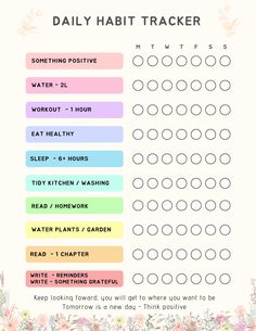 the daily habit tracker is shown with flowers