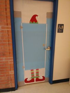 a door decorated to look like an elf