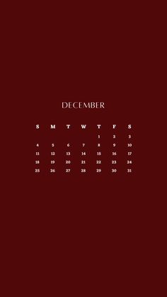 the december wallpaper is dark red and has an image of a clock on it