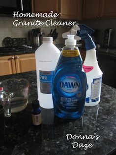 the counter top is clean and ready to be used as a cleaning solution for dishes